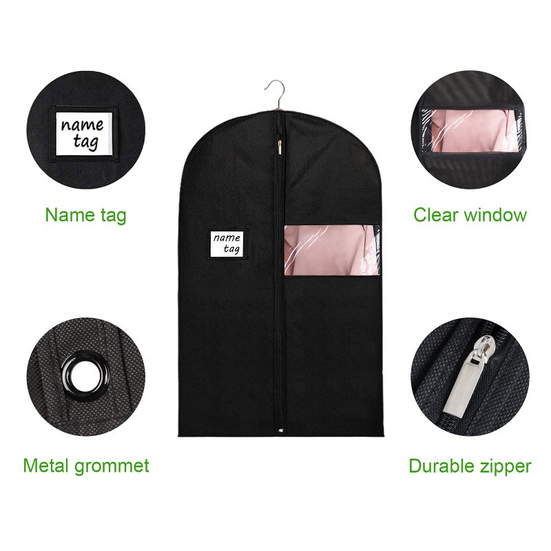 KEEGH 40" Suit Bags Garment Bags for Storage (Set of 6) Garment Bags for Hanging Clothes, Suit Cover Bags Garment Covers for Dress Shirts Coats Clean with Zipper and Transparent Window, Black - Image 3